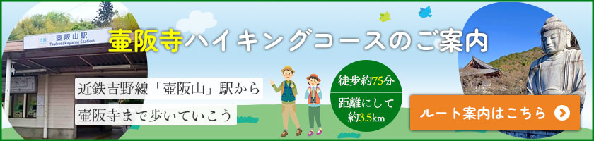 壺阪山駅からお寺まで歩こう、壷阪寺ハイキングコースのご案内