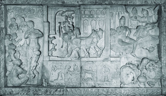 壷阪寺石造仏伝図　第三面