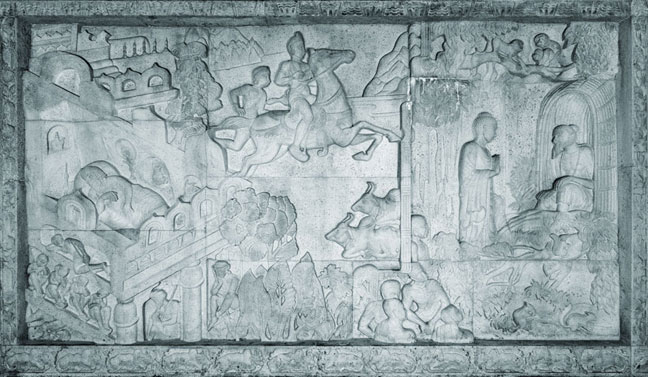 壷阪寺石造仏伝図　第四面