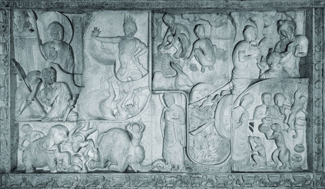 壷阪寺石造仏伝図　第八面